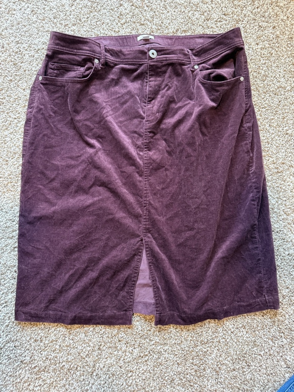J. Jill Plum Corduroy Skirt with Front Slit
